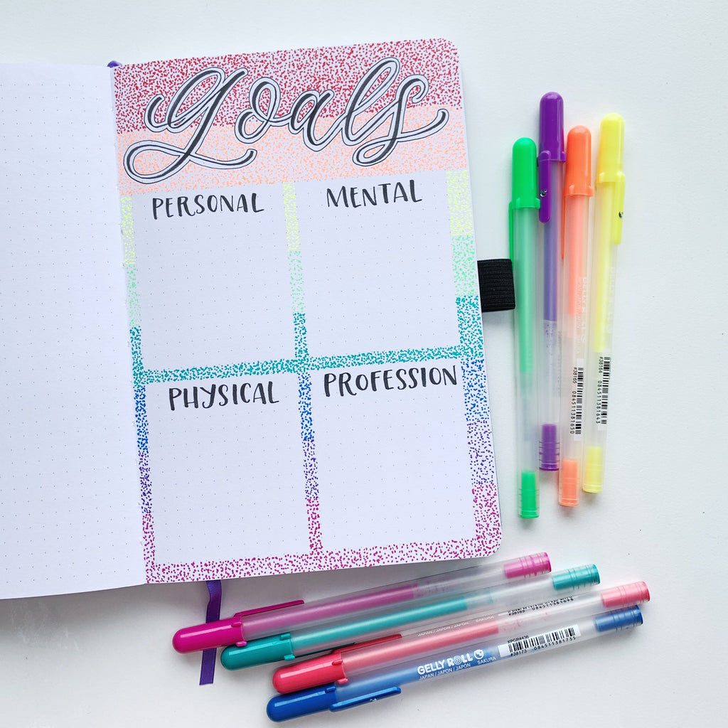 Goal Setting Dot Grid Journal Spread With Bloom Planners - Tombow