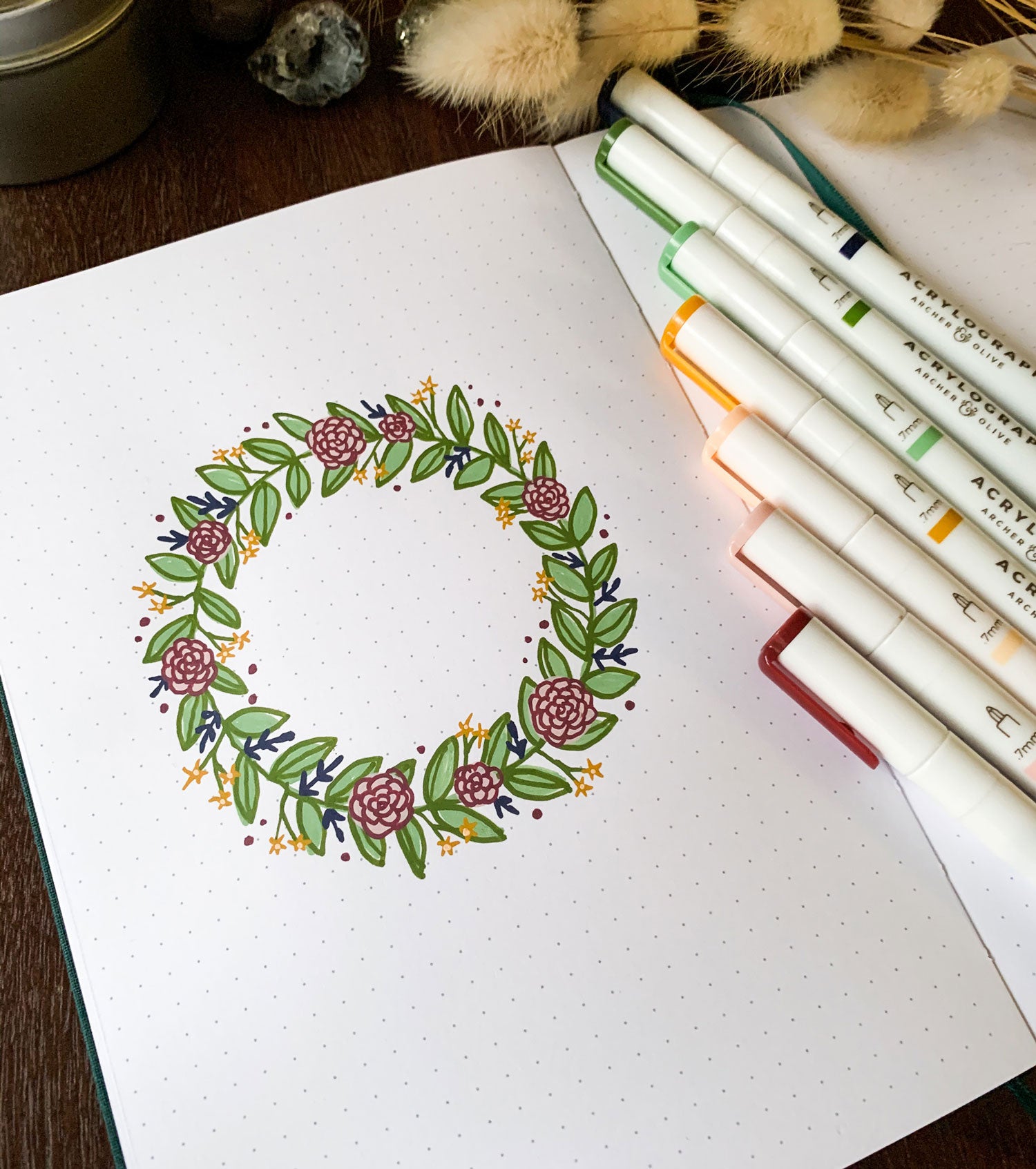 How To: Create a Simple Floral Wreath with Acrylographs | Archer and Olive