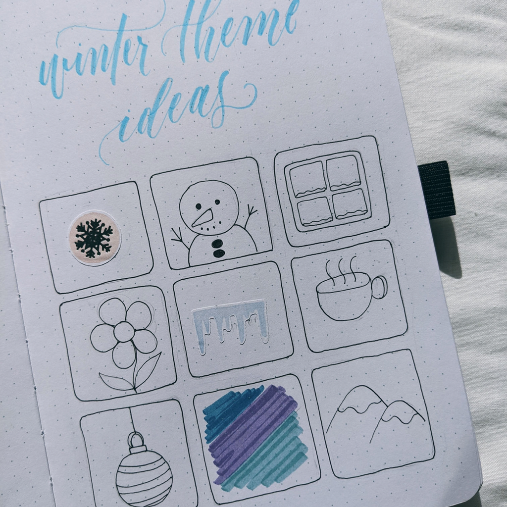 Bullet Journal Pages With Doodle Drawings And Week Layout Stock