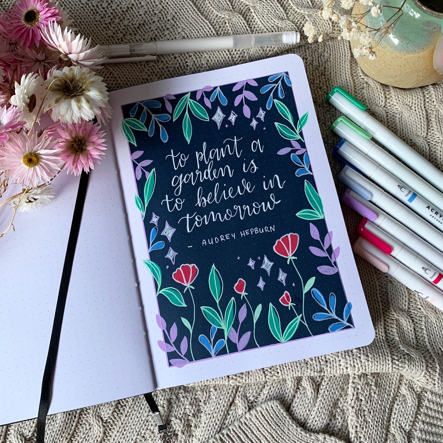 Step-By-Step Floral Quote Page Tutorial | Bullet Journal Ideas | Archer ...