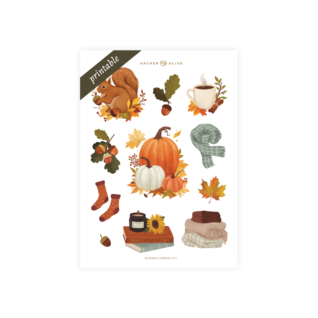 Acorns: Printable Stickers