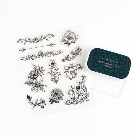 Antique Floral Stamp Set