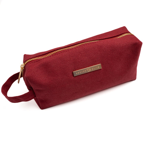 Maroon Canvas Zipper Pouch