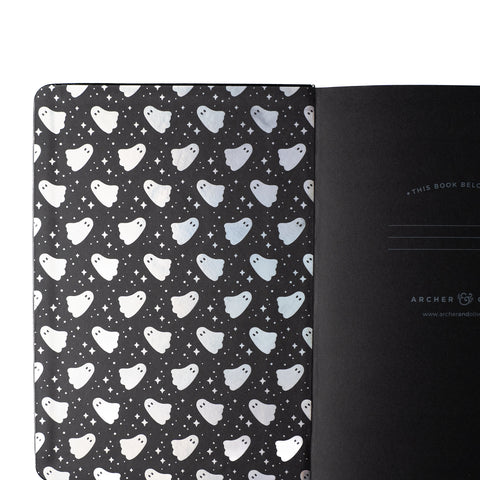 Cute Ghost: Blackout Dot Grid Notebook