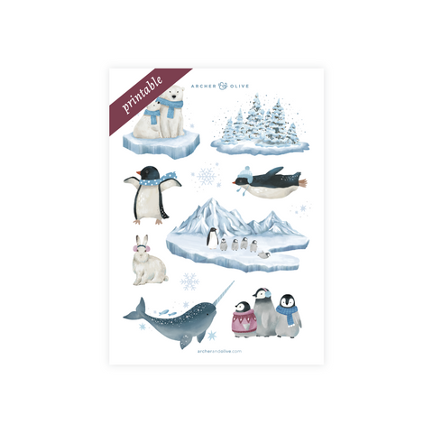 Polar Penguin Printable Stickers