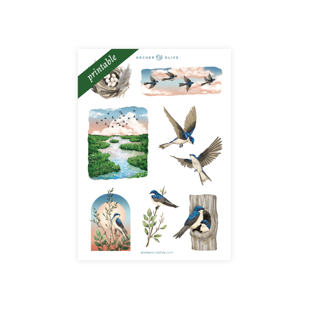 Swallows: Printable Sticker