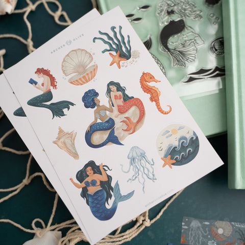 Vintage Mermaid Stickers - Archer and Olive